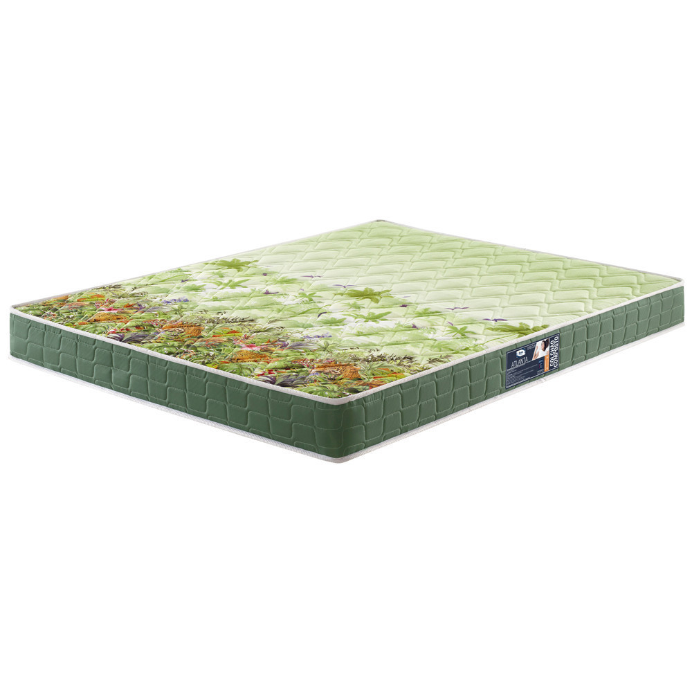 Colchão Casal Espuma D70/D28 Atlanta Verde 138x188x17cm Dupla Face Bordado - Home & Living