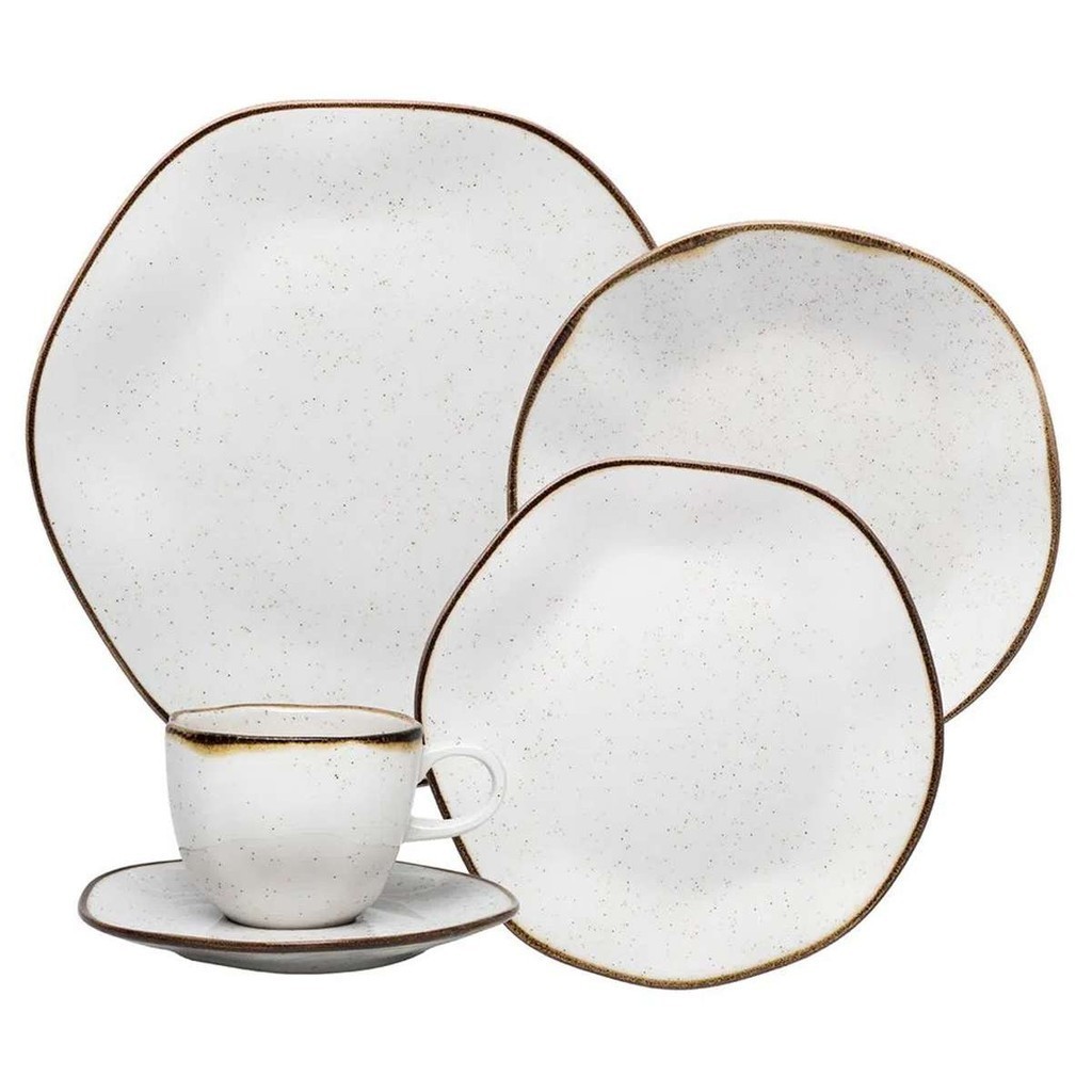Aparelho De Jantar E Chá 20 Peças Porcelana Ryo Maresia Oxford