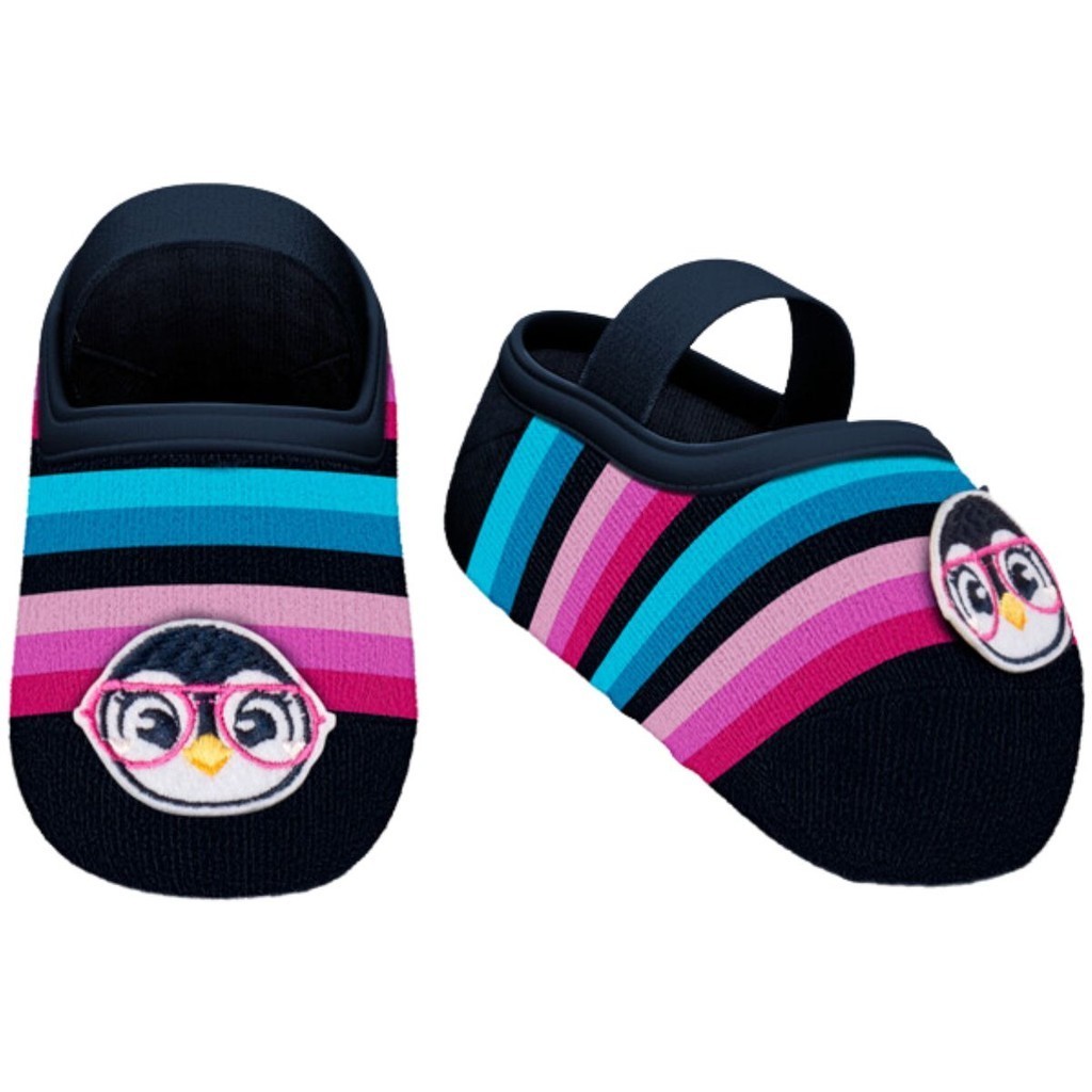 Meia Sapatilha Infantil Invisivel Puket Bebe Algodao Poliamida Antiderrapante Menino Menina Criança Preto Colorido