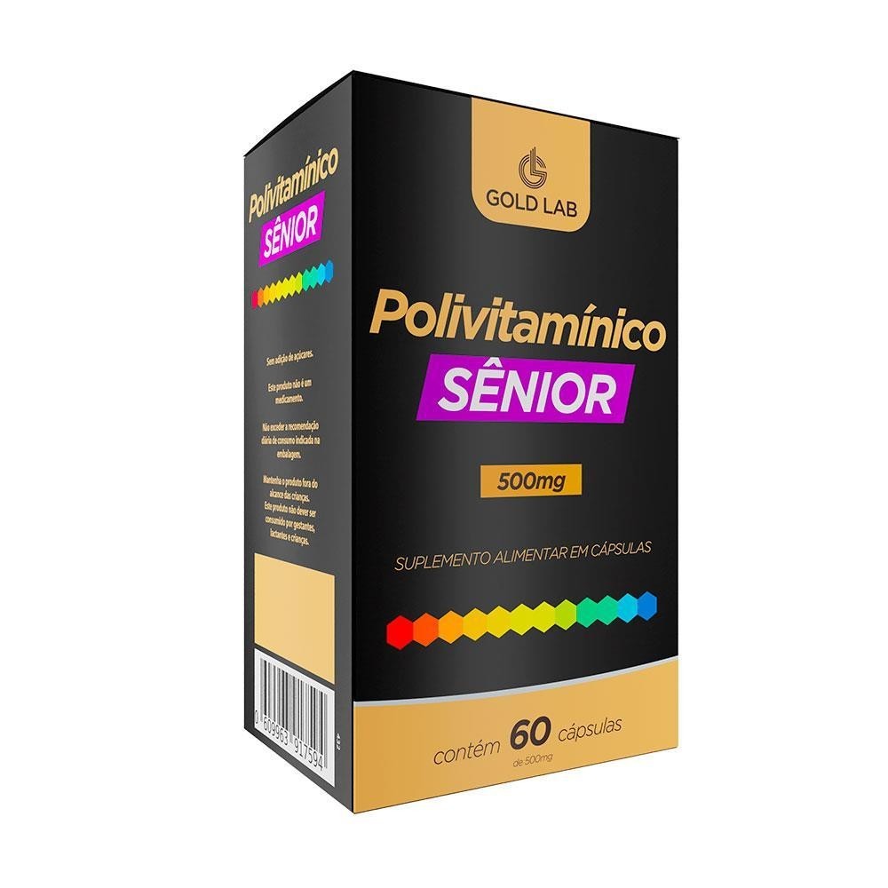 POLIVITAMÍNICO SÊNIOR 500MG GOLD LAB COM 60 CÁPSULAS