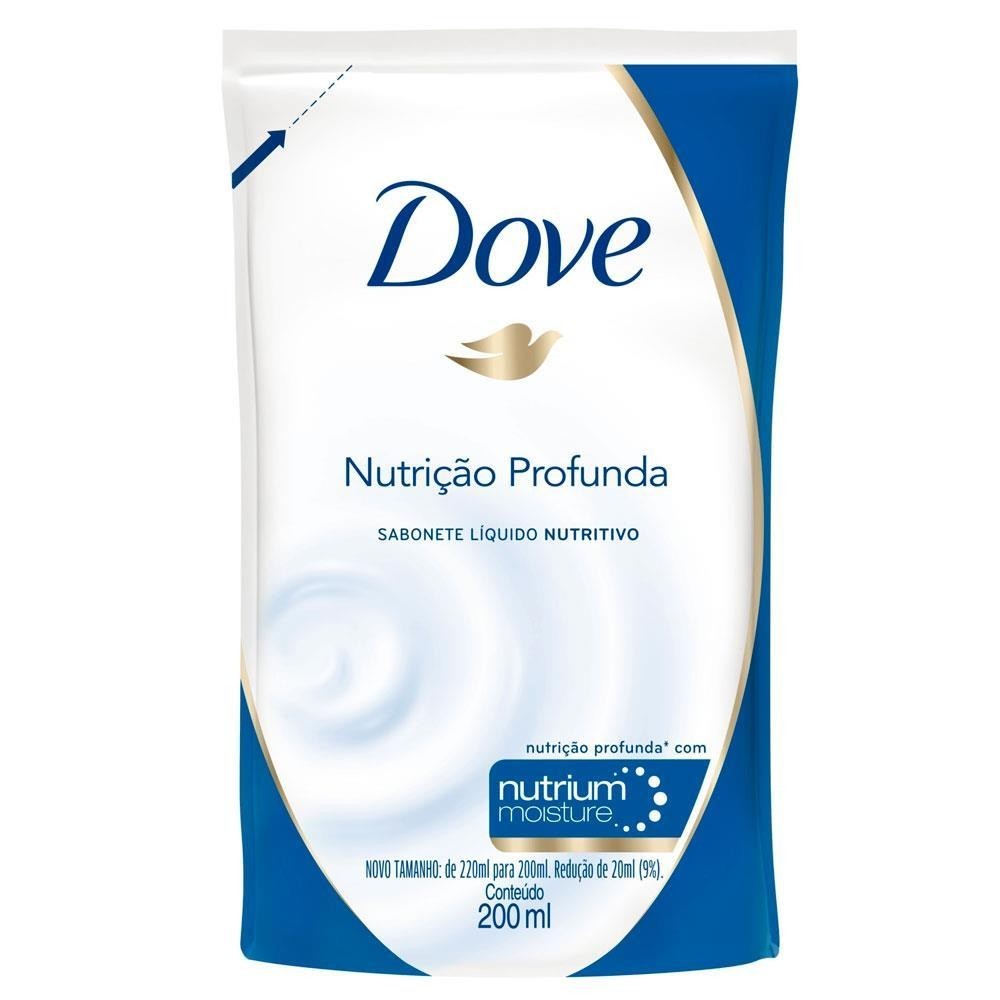 DOVE SABONETE LÍQUIDO REFIL NUTRIÇÃO PROFUNDA COM 200ML em Oferta na Shopee