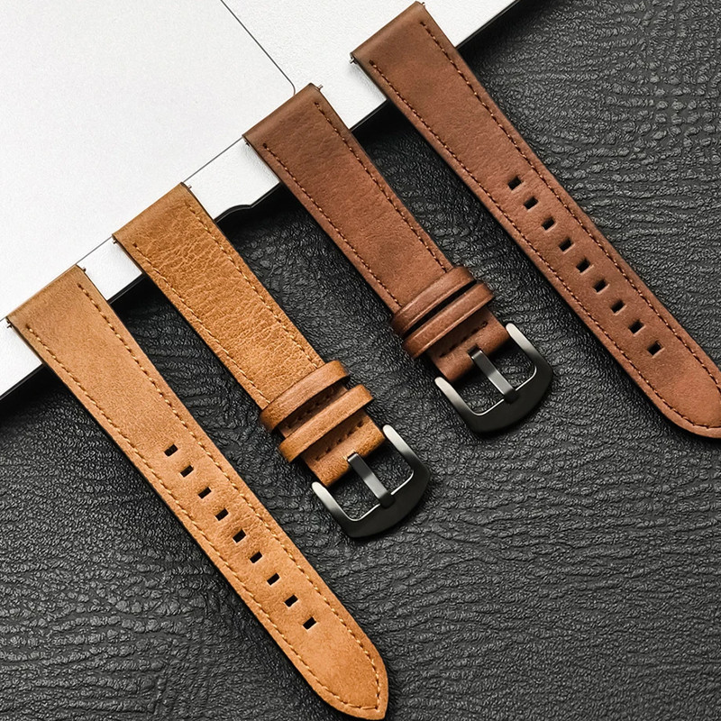 20mm 22mm Liberação Rápida Homens Mulheres Faixa De Couro Universal Compatível Para Samsung Galaxy Watch 6 5 4 40 44mm 5Pro 45mm 6/4 Classic 42 46mm 43 47mm Substituição Da Pulseira Do Relógio Huawei
