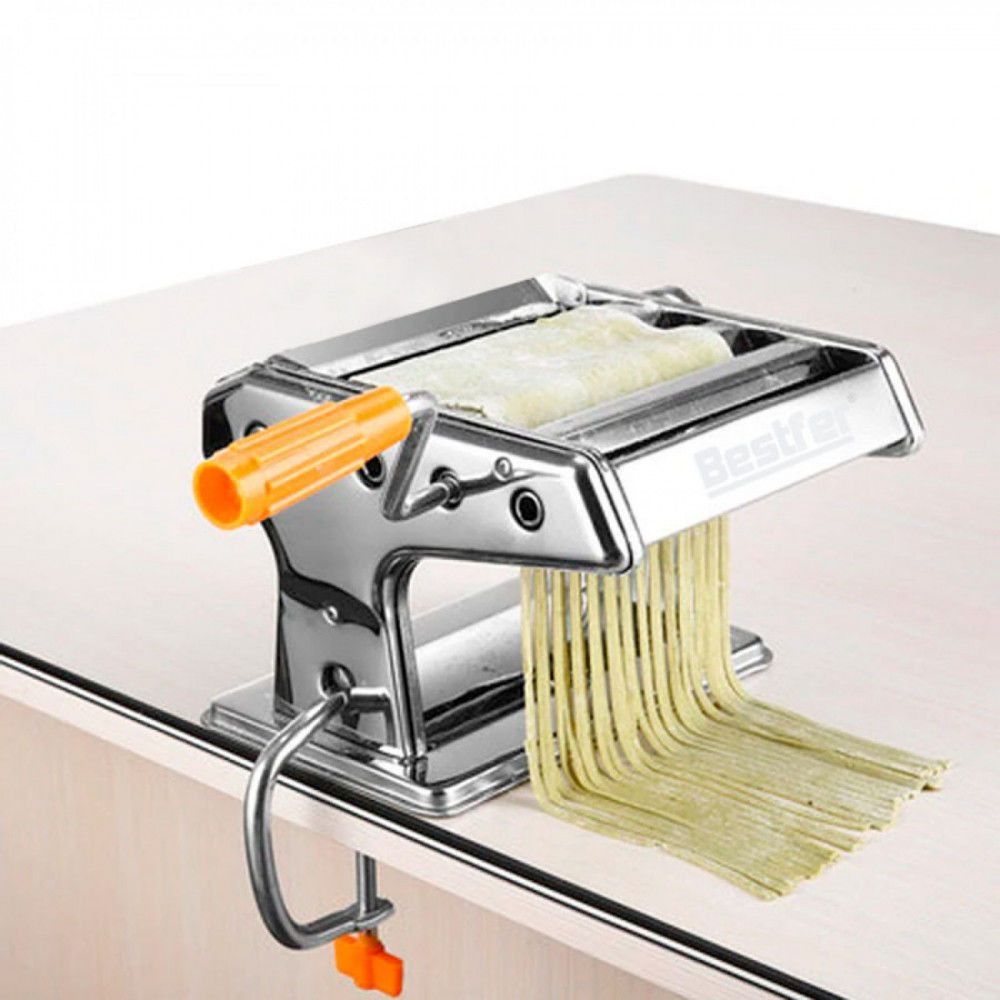 Máquina de Macarrão Massa Caseira Pastel Profissional Inox com Manivela 3 Tipos Bestfer  BFH1679 em Oferta na Shopee