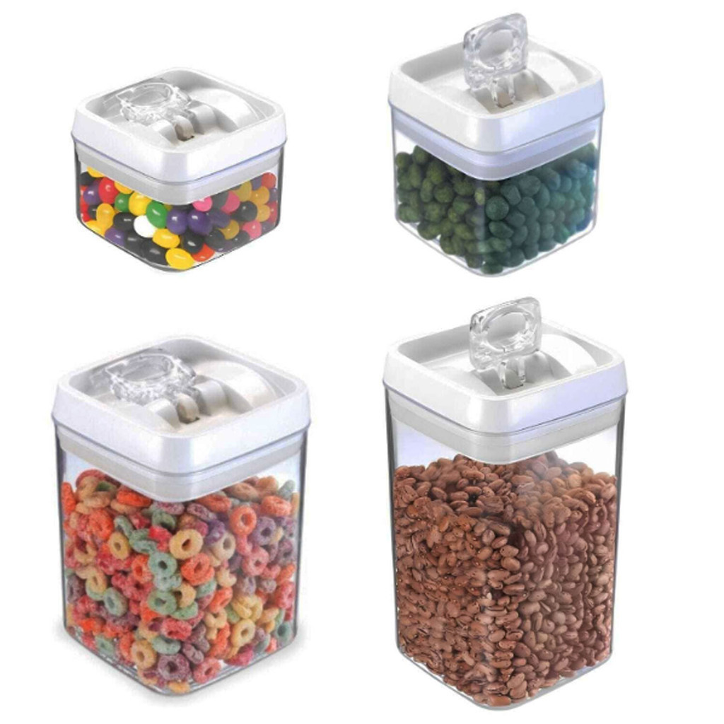 Pote Hermético Acrílico Quadrado Medio 400ml Cor Branco em Oferta na Shopee