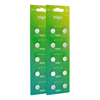 20 Baterias Pilha Botão Lr43 1,5V Ag12 2 Cartelas Elgin em Oferta na Shopee