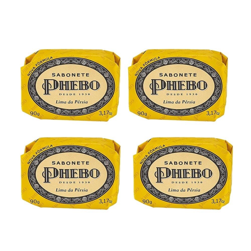 Kit 4 Sabonete em Barra Lima da Pérsia Glicerina Óleo de Palma Phebo 90g