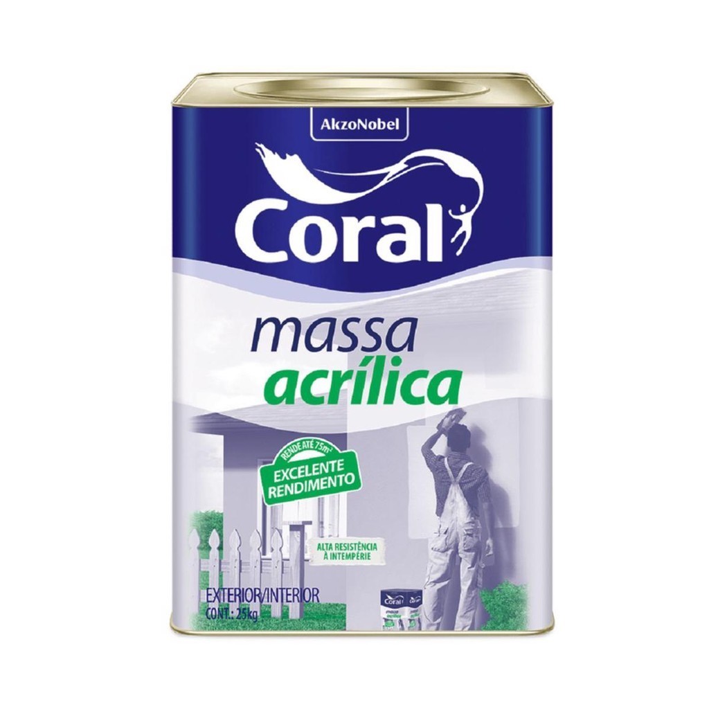 Massa Acrílica P/ Paredes Coral Branca 25kg em Oferta na Shopee