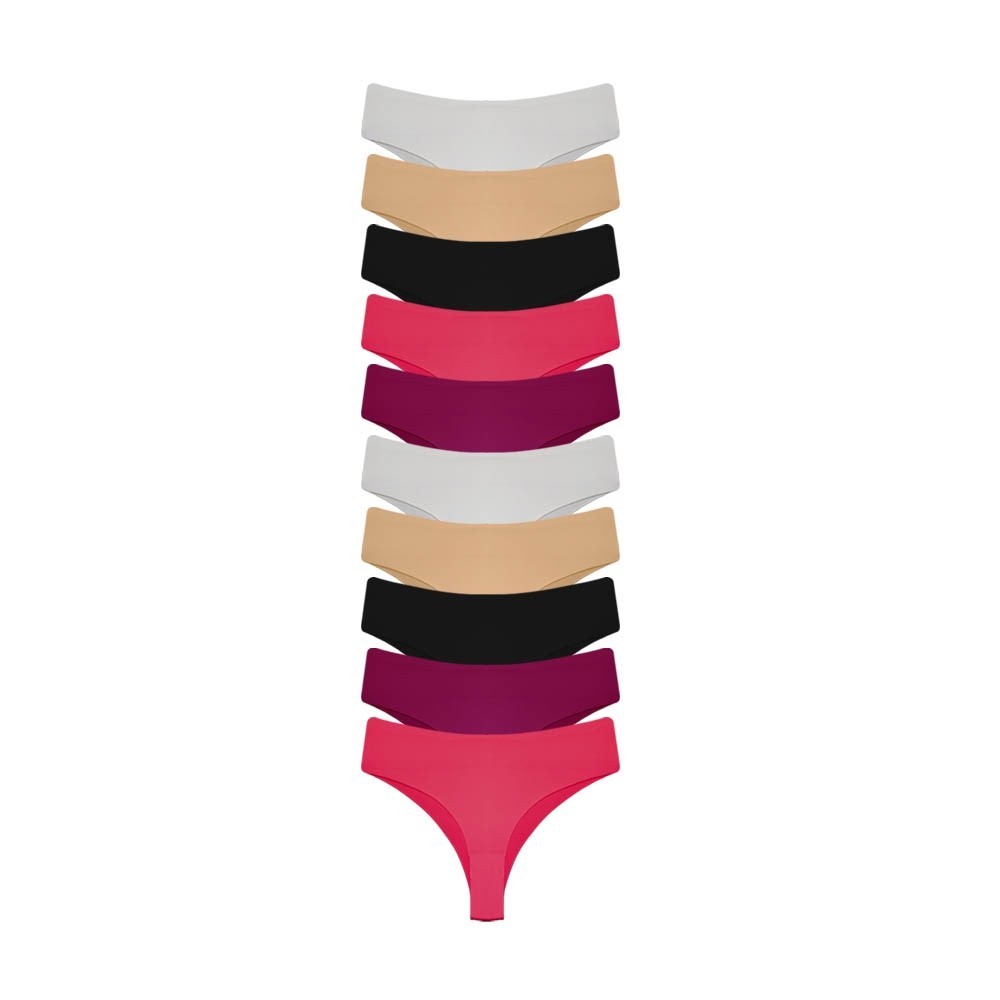 Kit C/ 10 Calcinha Microfibra Tanga Corte à Laser Não Marca Sem Costura Feminina Sortida em Oferta na Shopee
