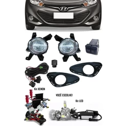 Kit Farol Milha Neblina HB20 2012 á 2015 Interruptor Trip Molduras Kit Xenon 6000K 8000K ou Kit Lâmpada Super LED 6000K