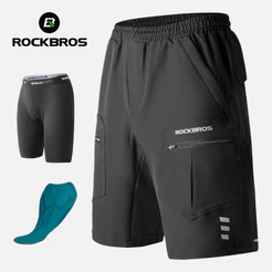 ROCKBROS Calção De Ciclismo De Verão De Dupla Camada Destacável MTB Bicicleta De Estrada Homens Com Esportivo Casual