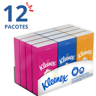 Lenço de Papel Triplo Kleenex Kit 12 Pacotes com 10 Unidades cada em Oferta na Shopee