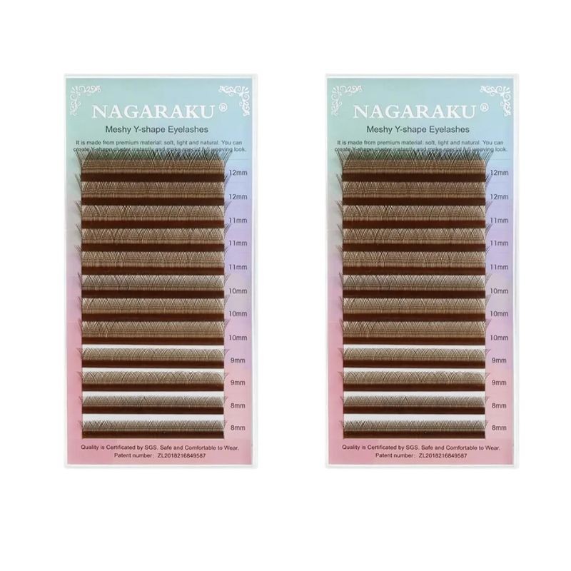 Kit 2 Cílios Nagaraku Y Marrom Volume Brasileiro - Nagaraku