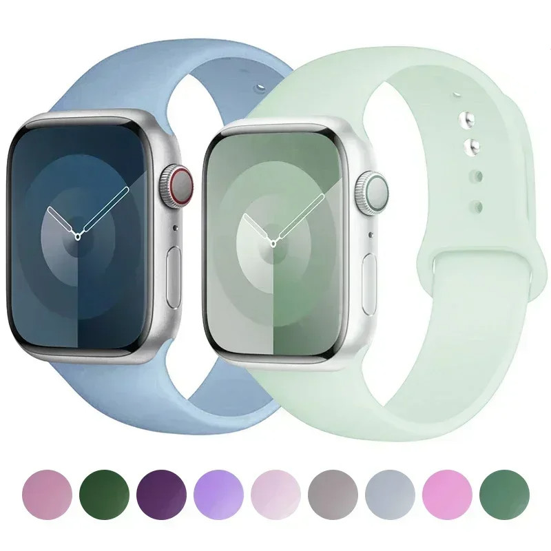 Silicone Esportiva Pulseira Para Apple Watch 44mm 45mm 40mm 41mm 42mm 38mm 49mm Compativel iWatch Ultra Alça De Silicone