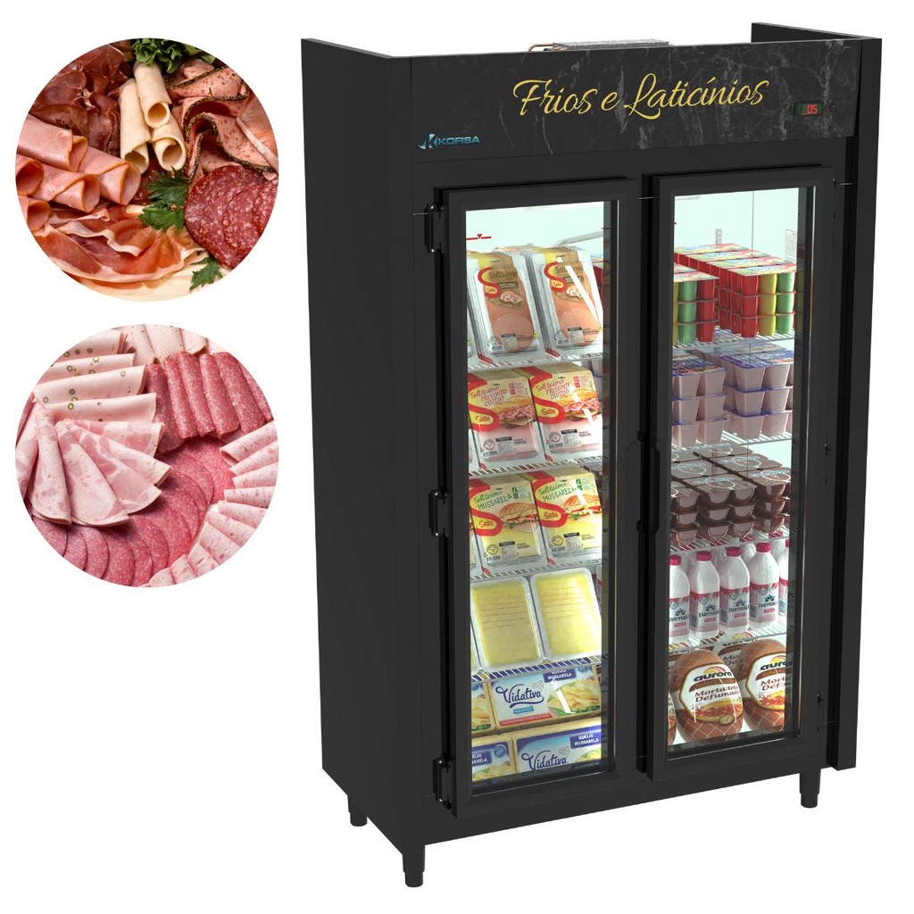 Refrigerador Expositor 842 L 2 Portas Auto Serviço Frios e Laticínios Blanc Kofisa