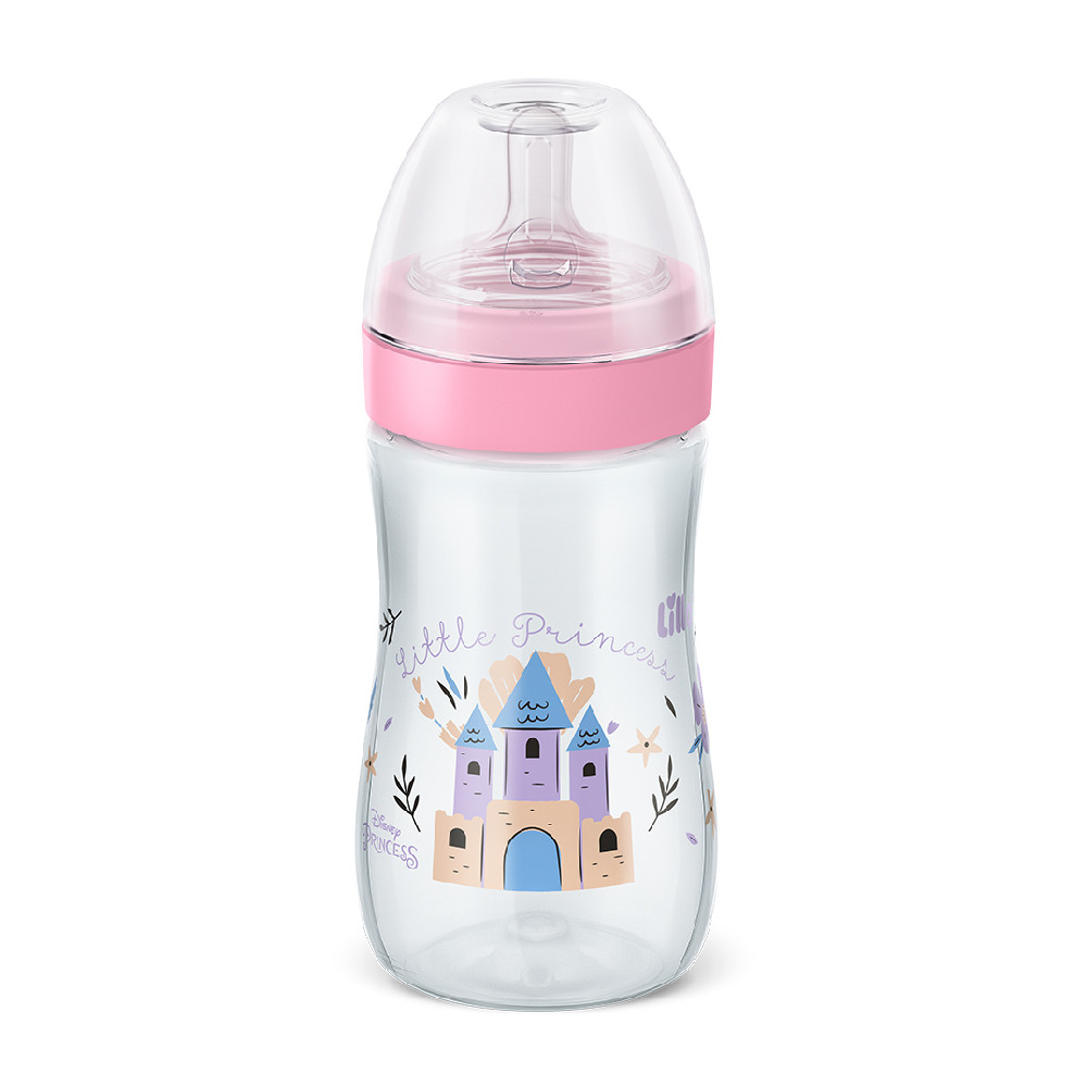 Mamadeira Bico Silicone Redondo Disney 6m+ 300ml Rosa Lillo em Oferta na Shopee