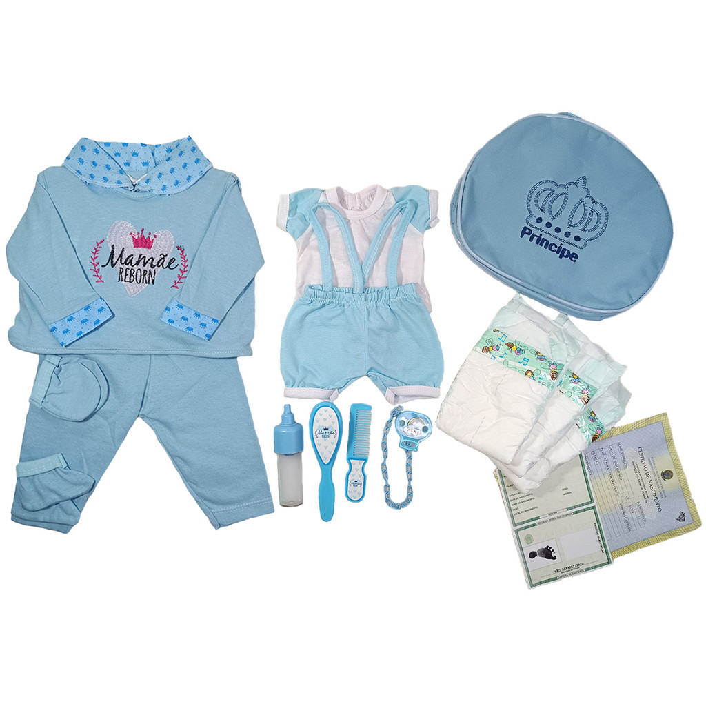 Enxoval Bebê Reborn Menino 2 Trocas de Roupa  + Bolsa em Oferta na Shopee