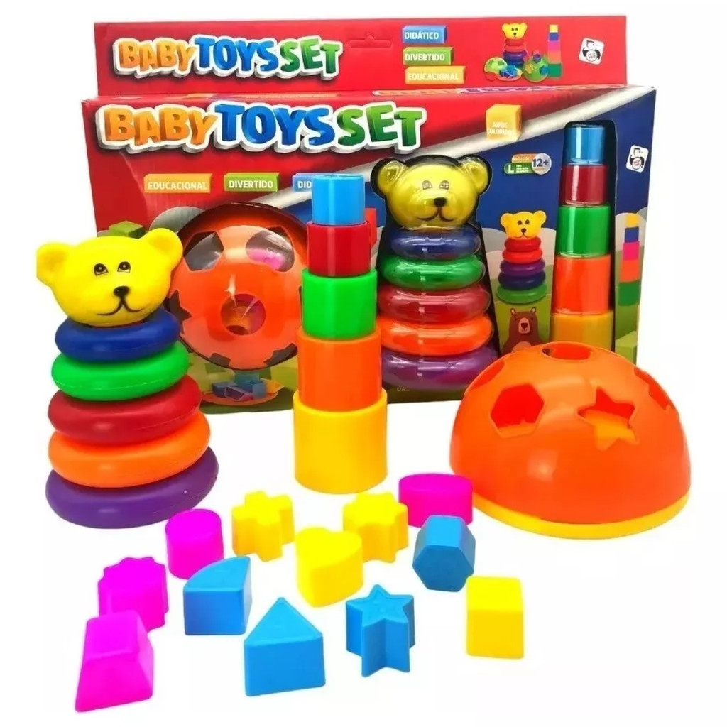 Brinquedo Didático Educativo Empilhar Encaixar Montar Bebê Baby Criança Pedagógico Desenvolvimento