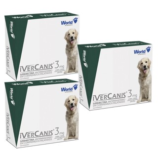03 Ivernectina Ivercanis 3mg Cães 15kg 4 Comprimidos World em Oferta na Shopee