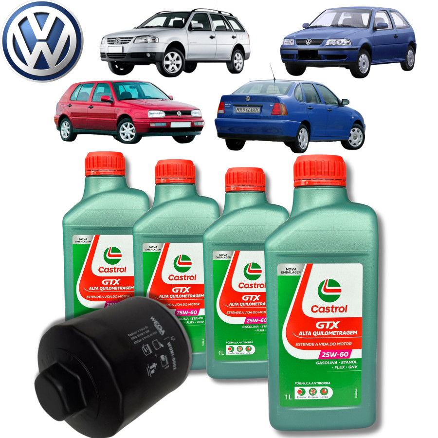 KIT CASTROL GTX ANTIBORRA 25W60 4 LITROS+ FILTRO ( VOLKSWAGEN)