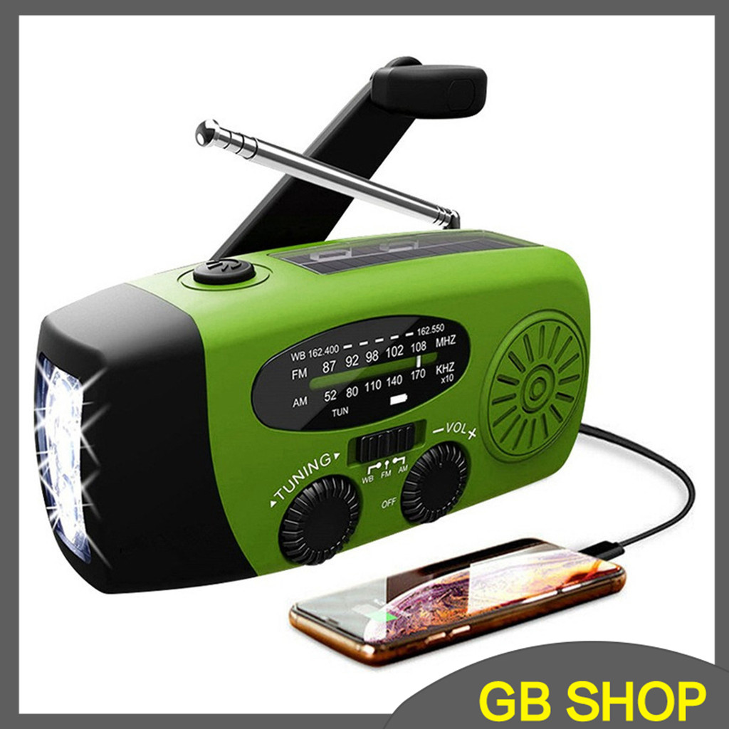 Rádio De Emergência Manivela Solar 1200mah Com Lanterna em Oferta na Shopee