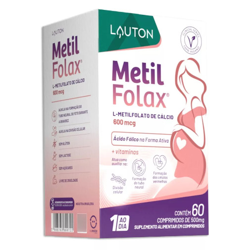 METIL FOLAX - L- METILFOLATO DE CÁLCIO  600 MG- 60 COMRPIMIDOS- LAUTON