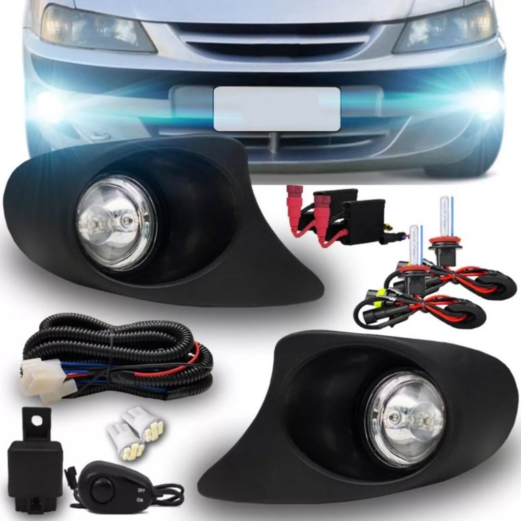 Kit Farol De Milha Neblina Auxiliar Celta 1999 2000 2001 2002 2003 2004 2005 2006 + Kit Xenon H3 8000k