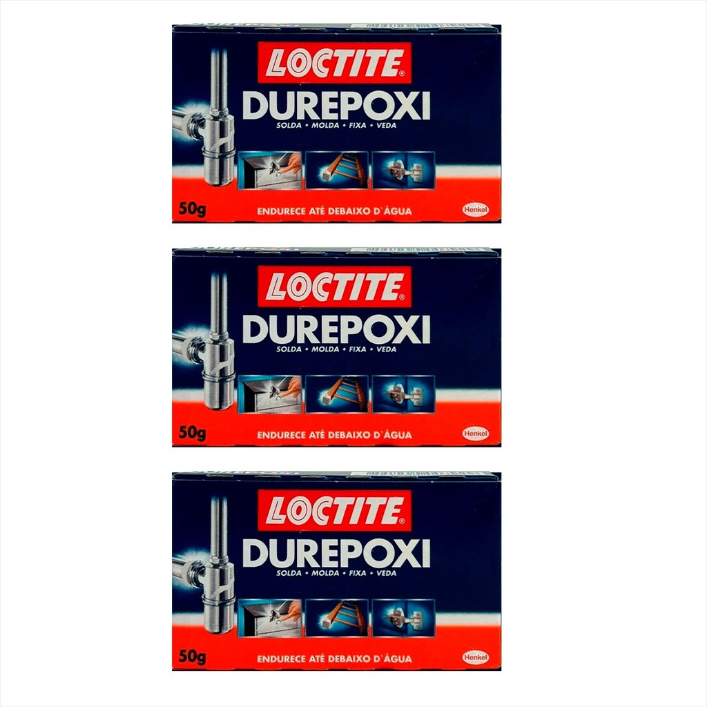 Massa Adesiva Epoxi Durepoxi 50g - Loctite Kit C/ 3