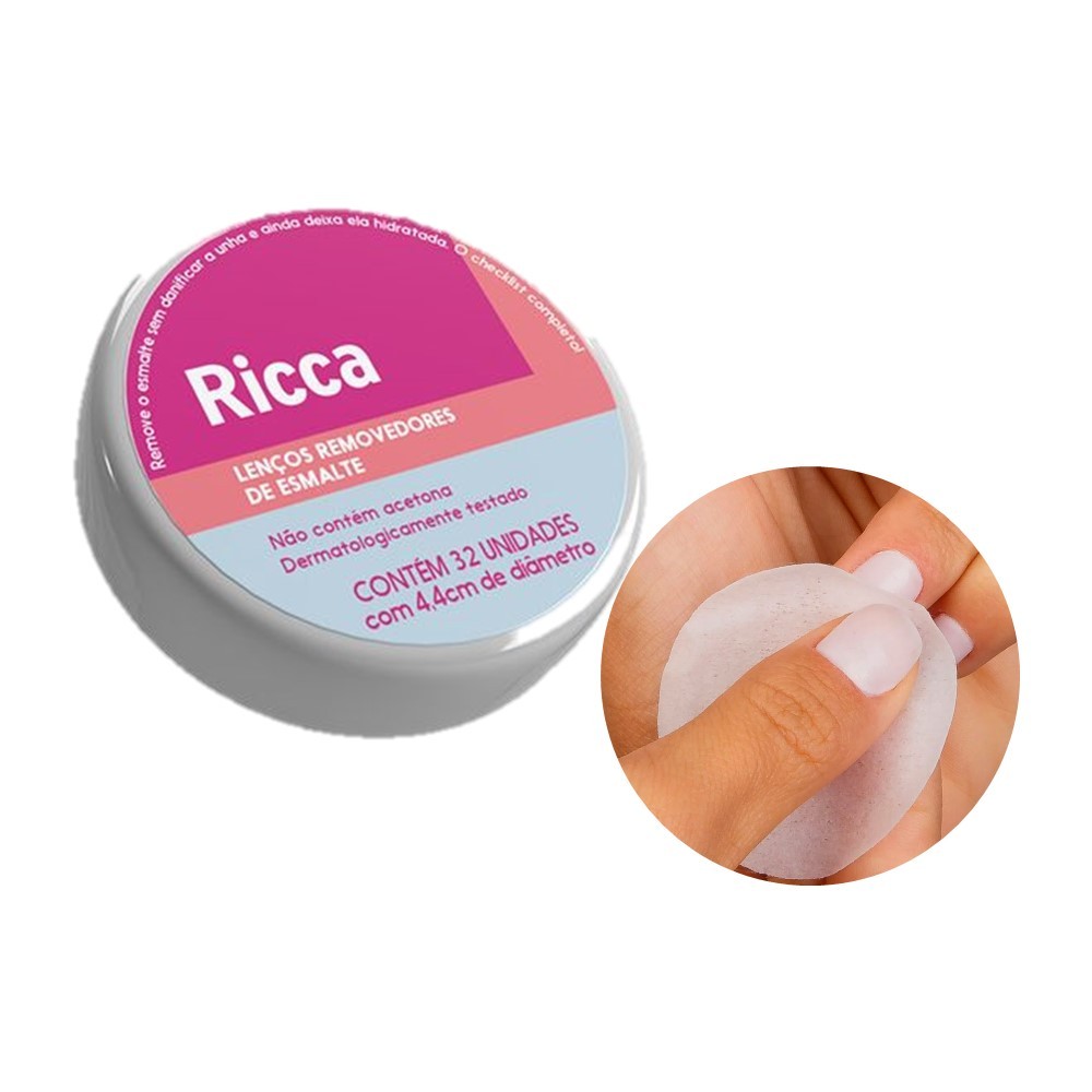 Lenços Removedor de Esmalte Umedecidos 32un 4,4cm Ricca