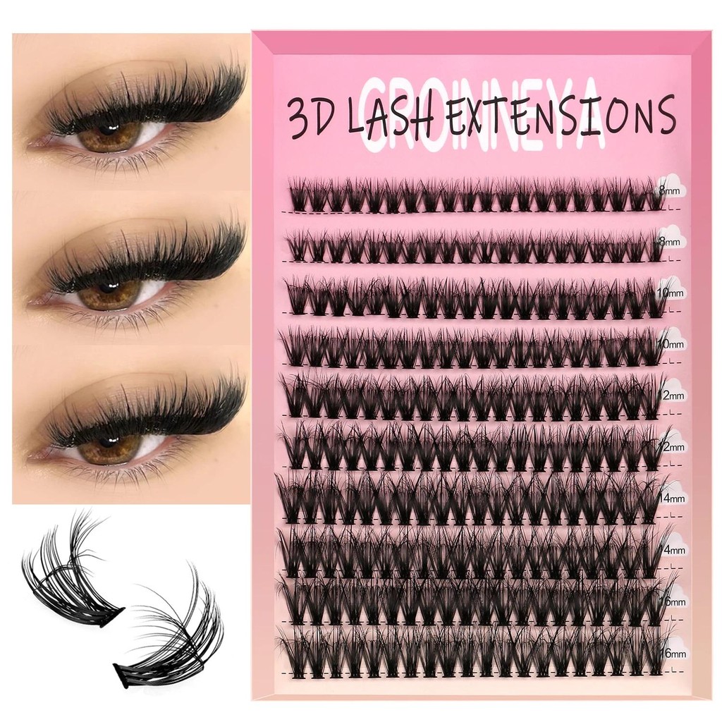 GROINNEYA Cílios Individuais 8-16mm 200pcs Misto DIY Extensão De Volume Lash Clusters Maquiagem