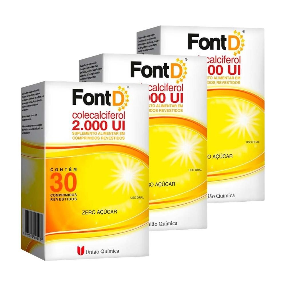 Kit  3 Unidades Vitamina D Font D 2.000UI c/ 30 cápsulas em Oferta na Shopee