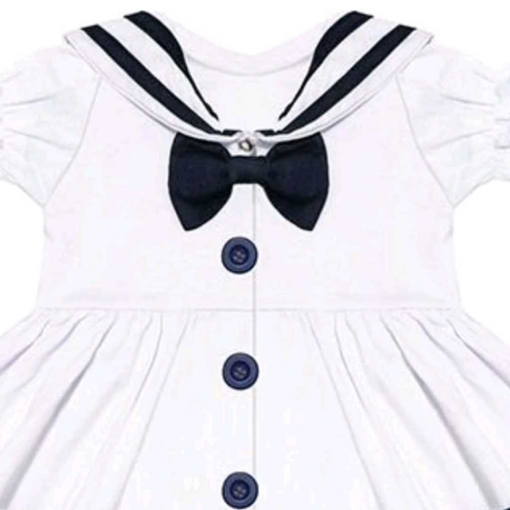 Vestido de Bebê Manga Curta Marinheira