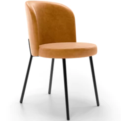 Cadeira Para Sala de Jantar Cozinha Estofada Gavi L02 Couríssimo Whisky - Lyam Decor
