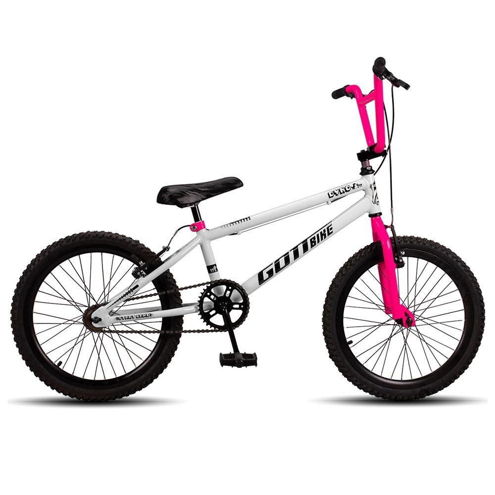 Bicicleta Infantil Aro 20 Bmx Freio V-Brake Branco e Rosa Gottbike em Oferta na Shopee