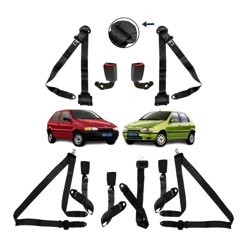 Kit Cinto Segurança Completo Fiat Palio 96 04 Haste Rígida