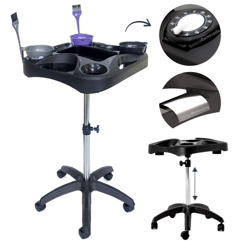 Carrinho Auxiliar Coloração Para Salão Beleza Mesa Multiuso - Beauty