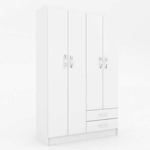 Detalhes do Guarda-Roupa Solteiro 4 Portas 2 Gavetas Atalaia  Branco