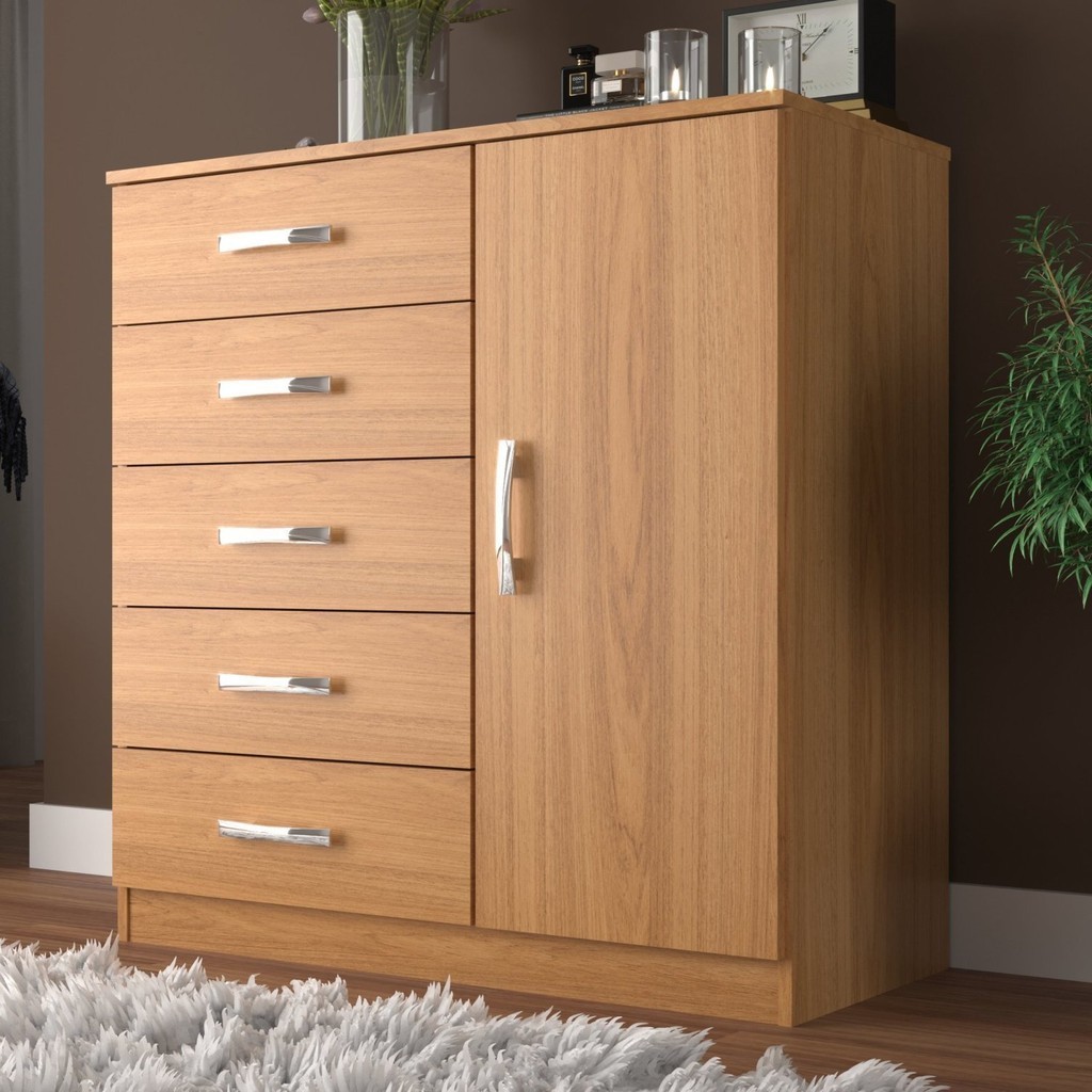 Cômoda Sapateira 1 Porta 5 Gavetas Zurique  Cinamomo em Oferta na Shopee