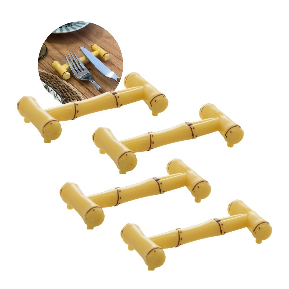 Kit 4 Descanso de Talher Bambu Mesa Plástico Lyor 10,5cm