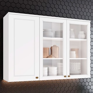 Armário Aéreo Cozinha Americana 3 Portas 100% MDF Branco HP em Oferta na Shopee
