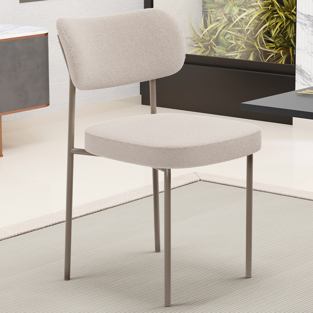 Cadeira Decorativa Sala De Jantar Melina Base Arena L02 Bouclê Creme - Lyam Decor em Oferta na Shopee