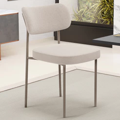 Cadeira Decorativa Sala De Jantar Melina Base Arena L02 Bouclê Creme - Lyam Decor