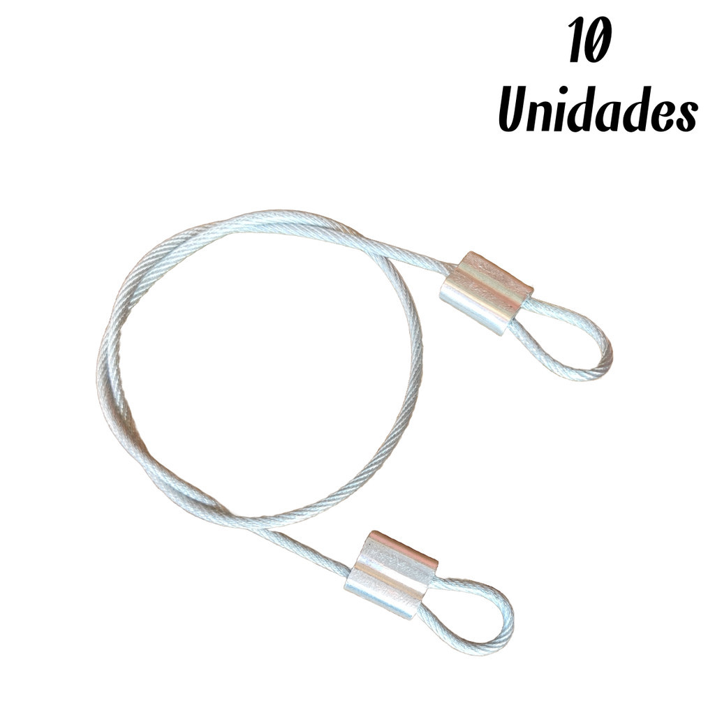 10 Lacres de Segurança 35cm em Cabo de Aço Revestido - Bolsa Mala Capacete Bike Estrobo