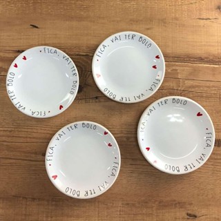 Conjunto 4 Pratos Sobremesa Fica Vai Ter Bolo 16,5cm em Oferta na Shopee