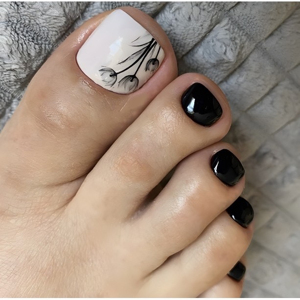 unha postiça decorada para os pés com cola gradiente Natural