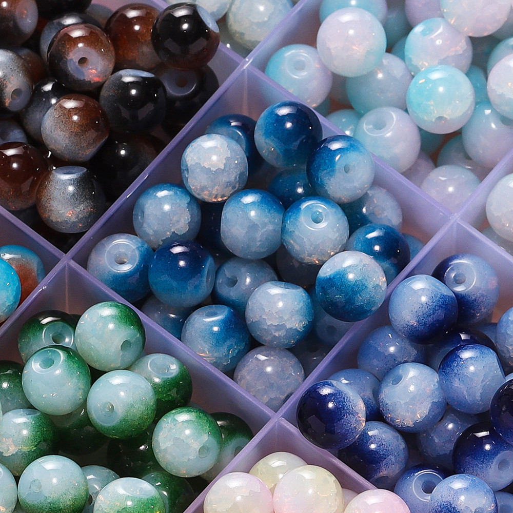 Kunkka 8mm 50/100 peças contas de vidro de duas cores de alta qualidade acessórios de moda pulseira diy colar acessórios