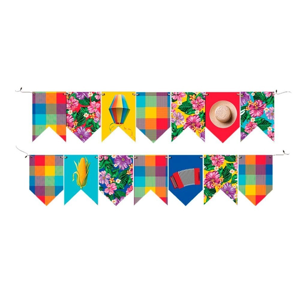 Bandeirinhas Festa Junina Floral e Xadrez Faixa Decorativa São João com 180 cm em Oferta na Shopee