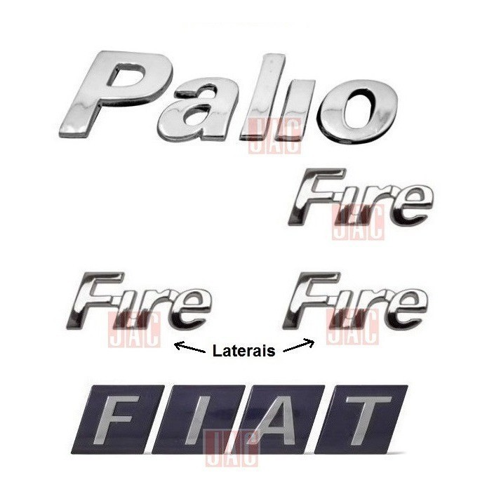 Emblemas Palio Fire + Laterais Fire + Fiat - 2001 À 2004 em Oferta na Shopee