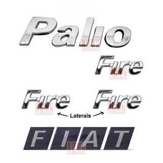 Emblemas Palio Fire + Laterais Fire + Fiat - 2001 À 2004 em Oferta na Shopee