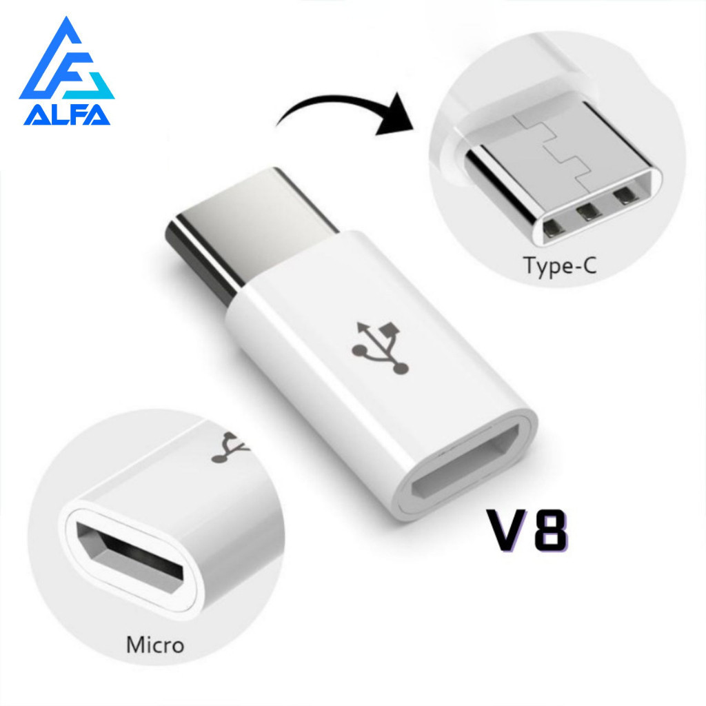 Adaptador cabo tipo C Para V8 Femea conector USB Celular Macbook em Oferta na Shopee