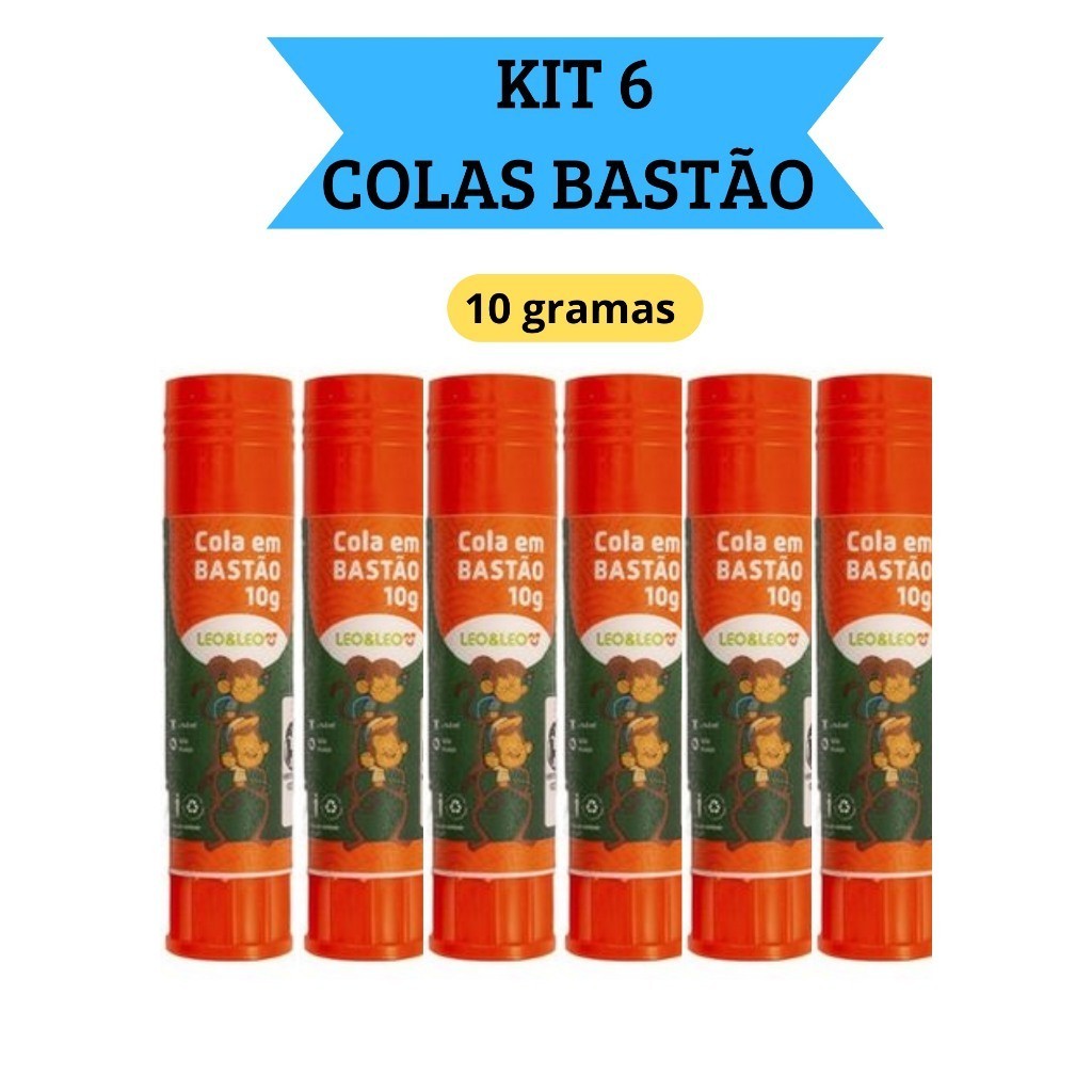 Kit 6 Colas em Bastão Escolar 10g  Escritório Artesanato Leo&Leo em Oferta na Shopee